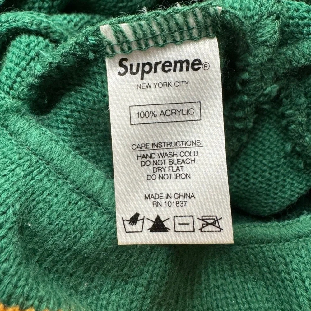 SUPREME Green Double Logo Face Mask / Beanie